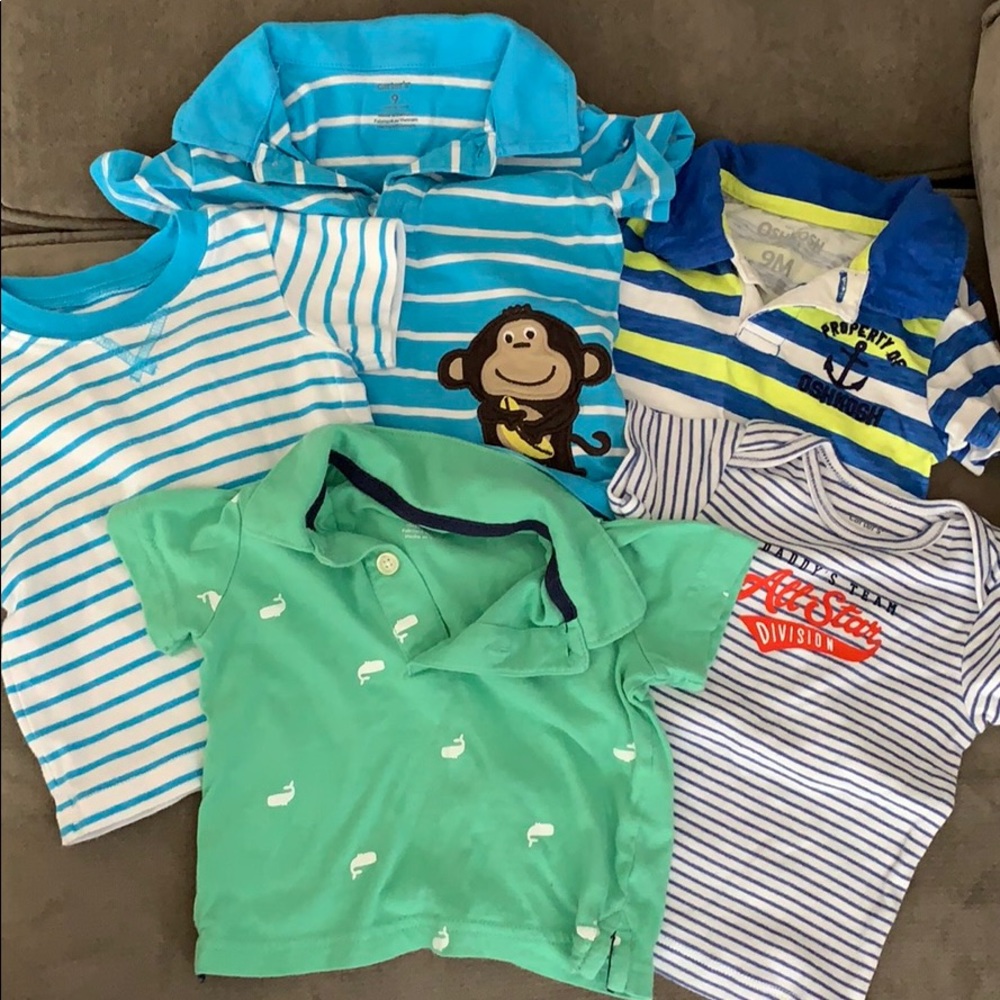 Set of 5 Collared & Non Collard Shirts- 9 Months